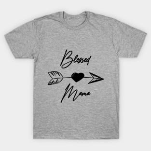 Blessed Mama Boho black lettering sarcastic mother T-Shirt